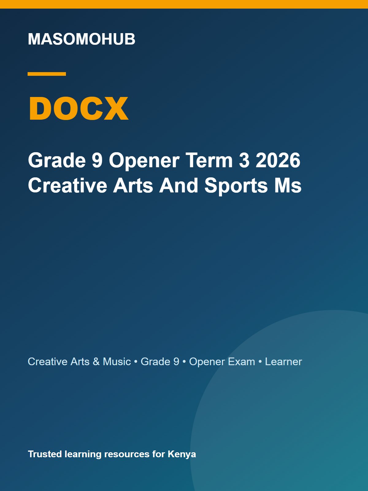 Thumbnail preview of Grade 9 Opener Term 3 2026 Creative Arts And Sports Ms