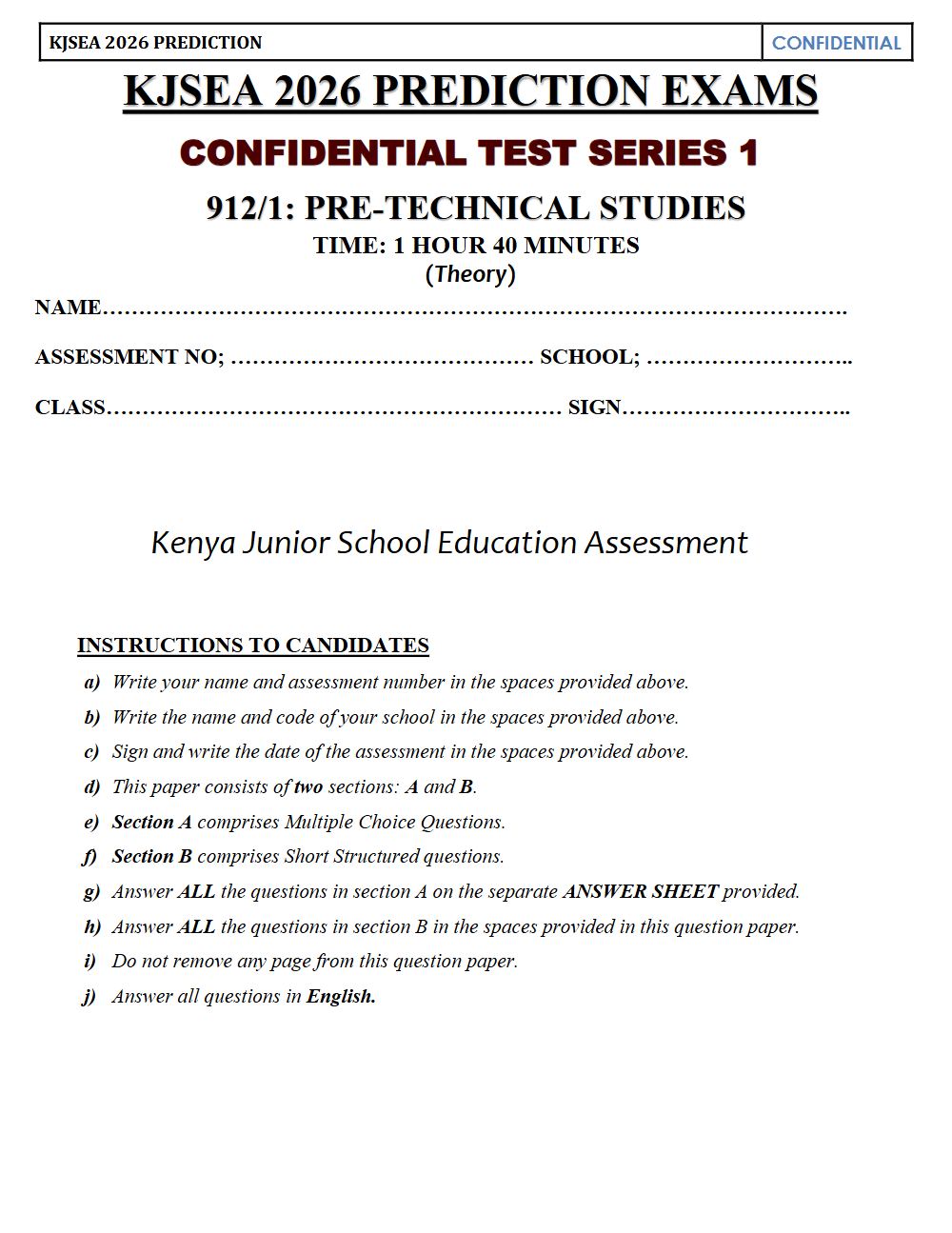 Thumbnail preview of Grade 9 Pre-Technical Studies Paper 1 KJSEA Prediction 2026_10