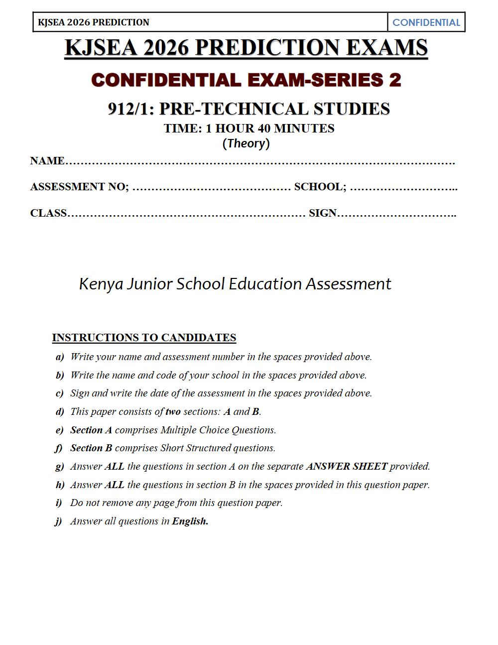 Thumbnail preview of Grade 9 Pre-Technical Studies Paper 1 KJSEA Prediction 2026_11