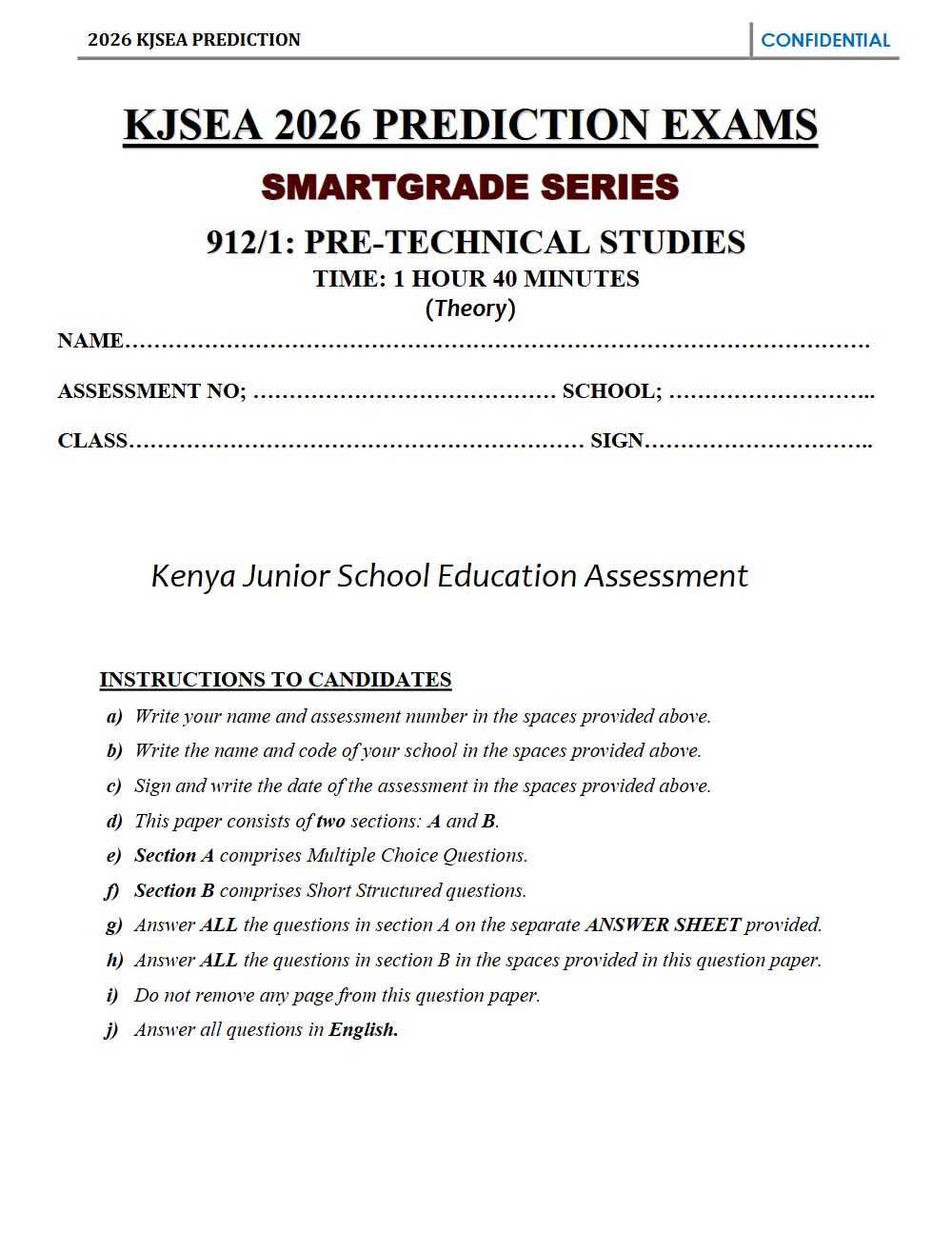 Thumbnail preview of Grade 9 Pre-Technical Studies Paper 1 KJSEA Prediction 2026_12