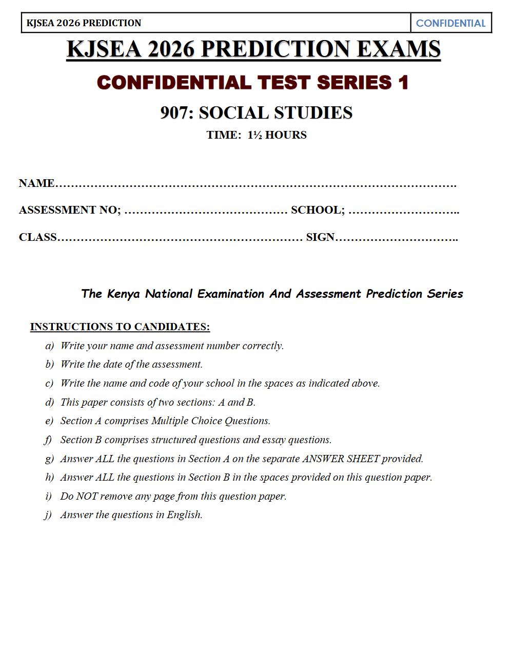 Thumbnail preview of Grade 9 Social Studies KJSEA Prediction 2026_10