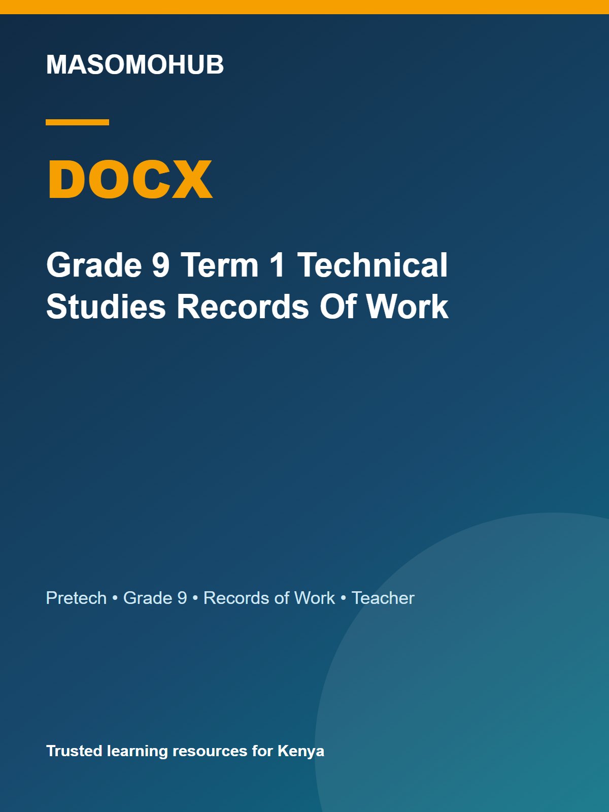 Thumbnail preview of Grade 9 Term 1 Technical Studies Records Of Work