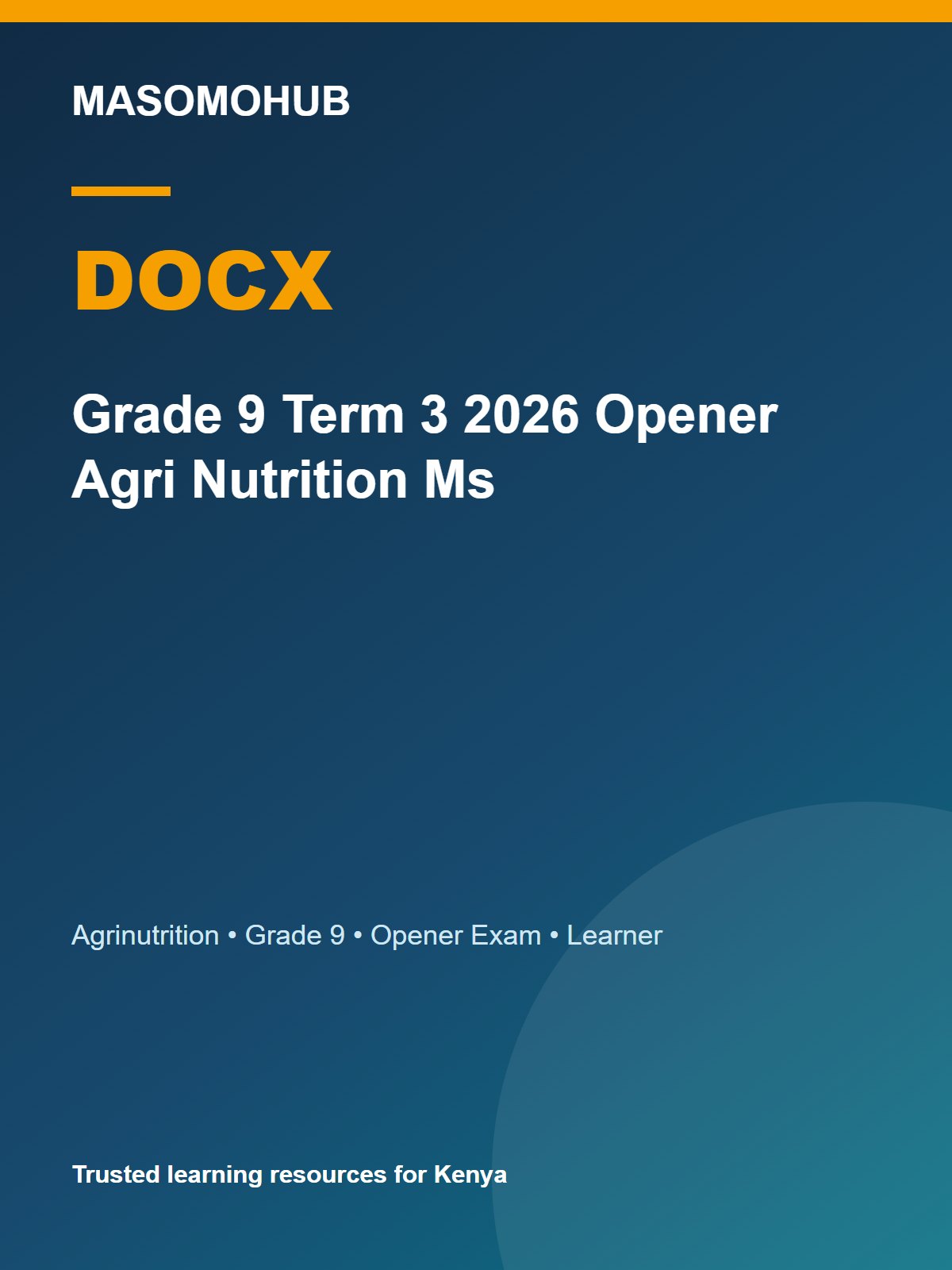 Thumbnail preview of Grade 9 Term 3 2026 Opener Agri Nutrition Ms