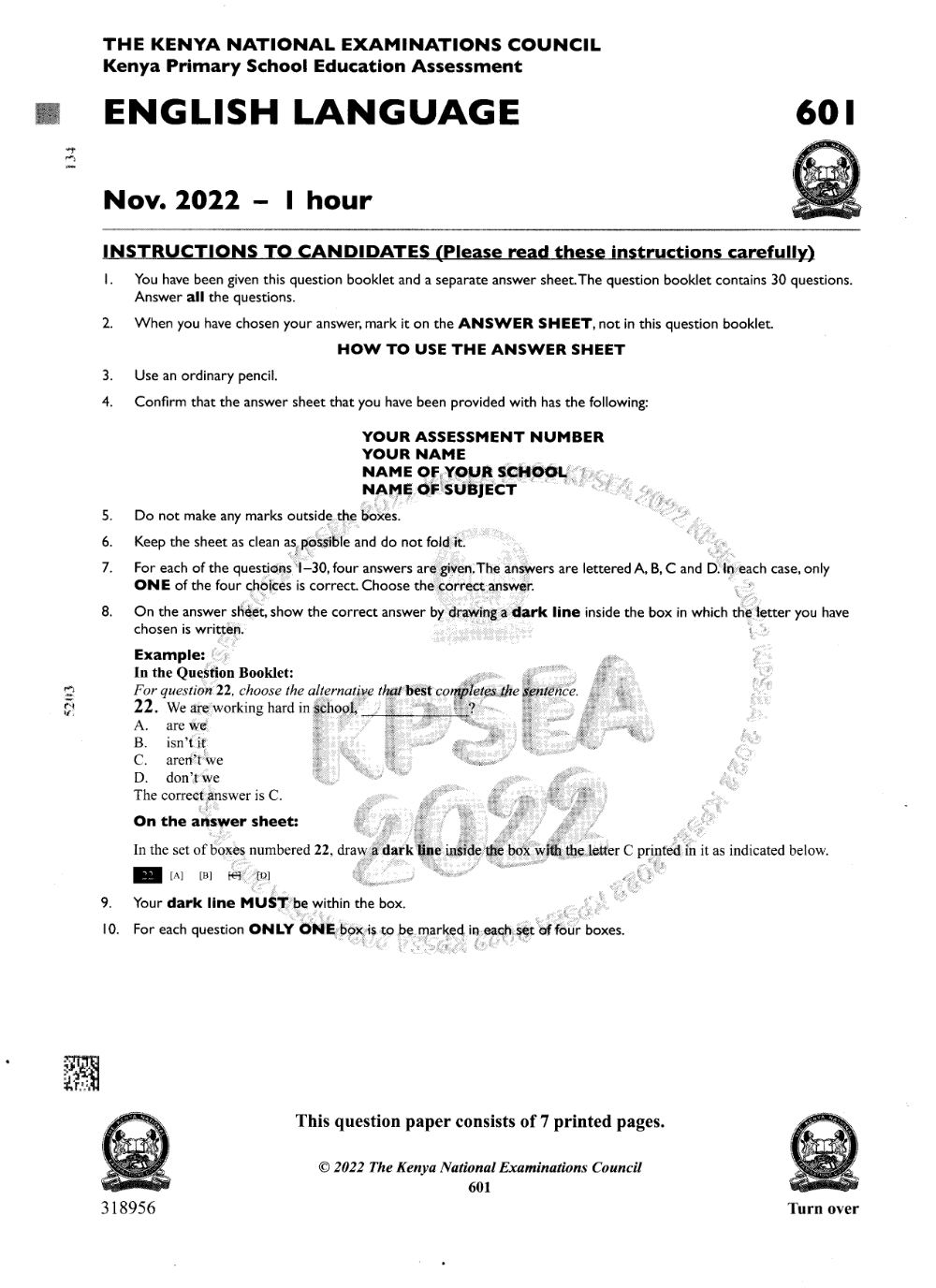 Thumbnail preview of KPSEA 2022 English Language