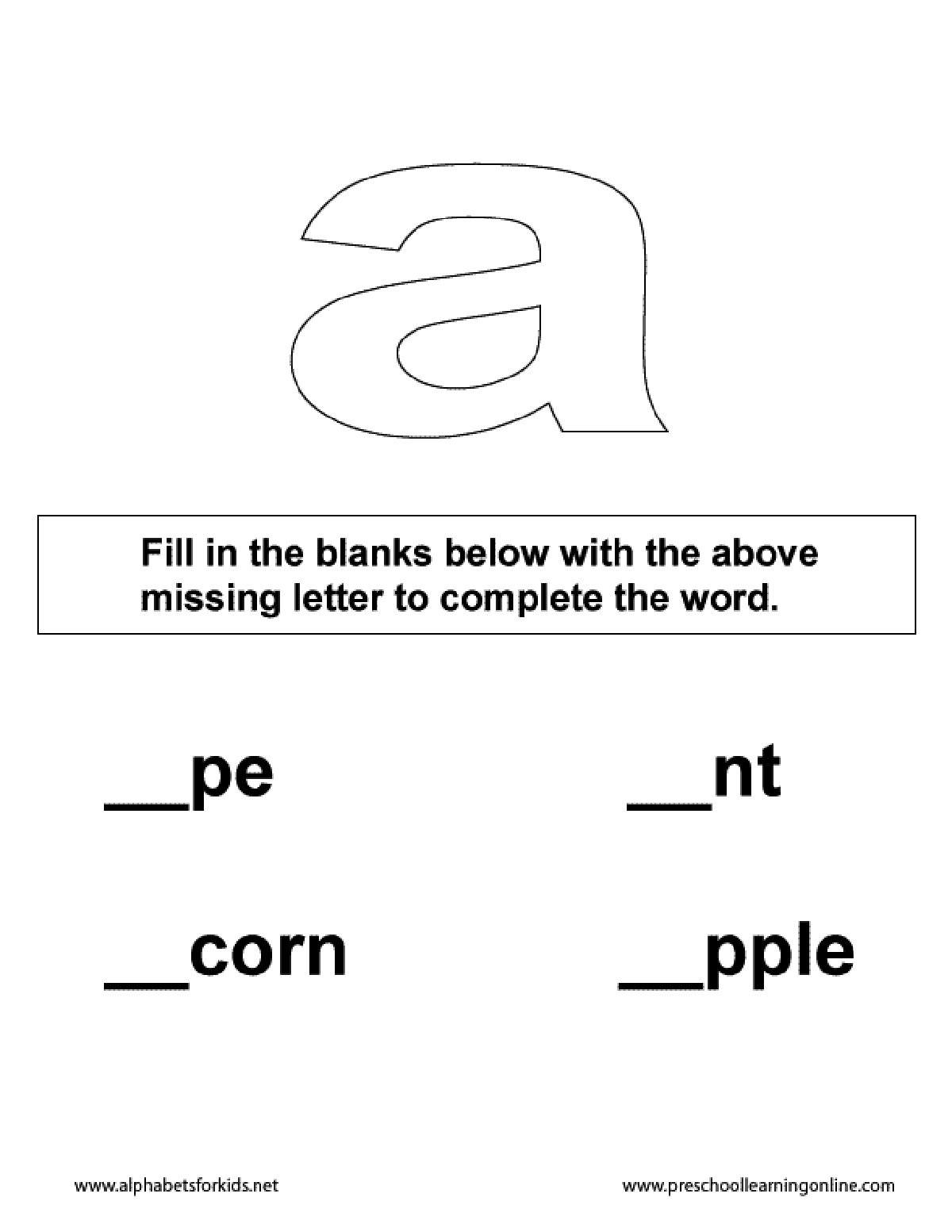 Thumbnail preview of Letter A Worksheets4