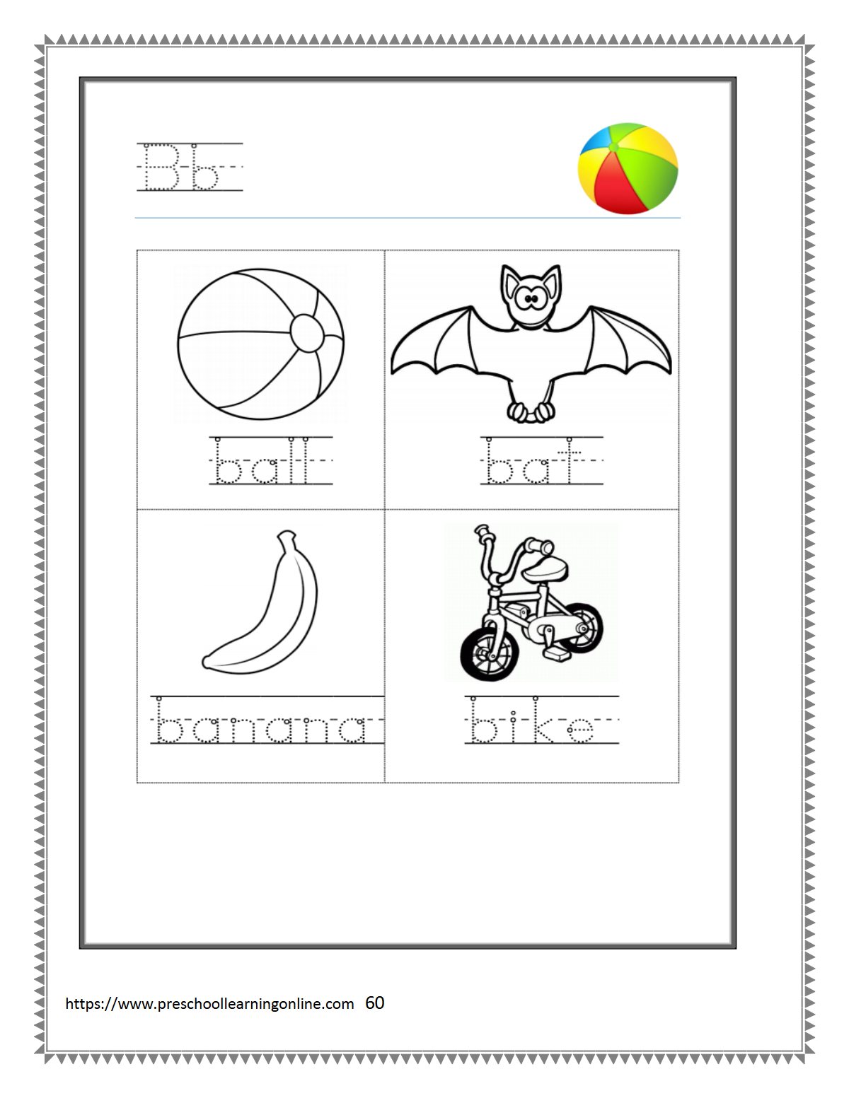Thumbnail preview of Letter B Worksheet3