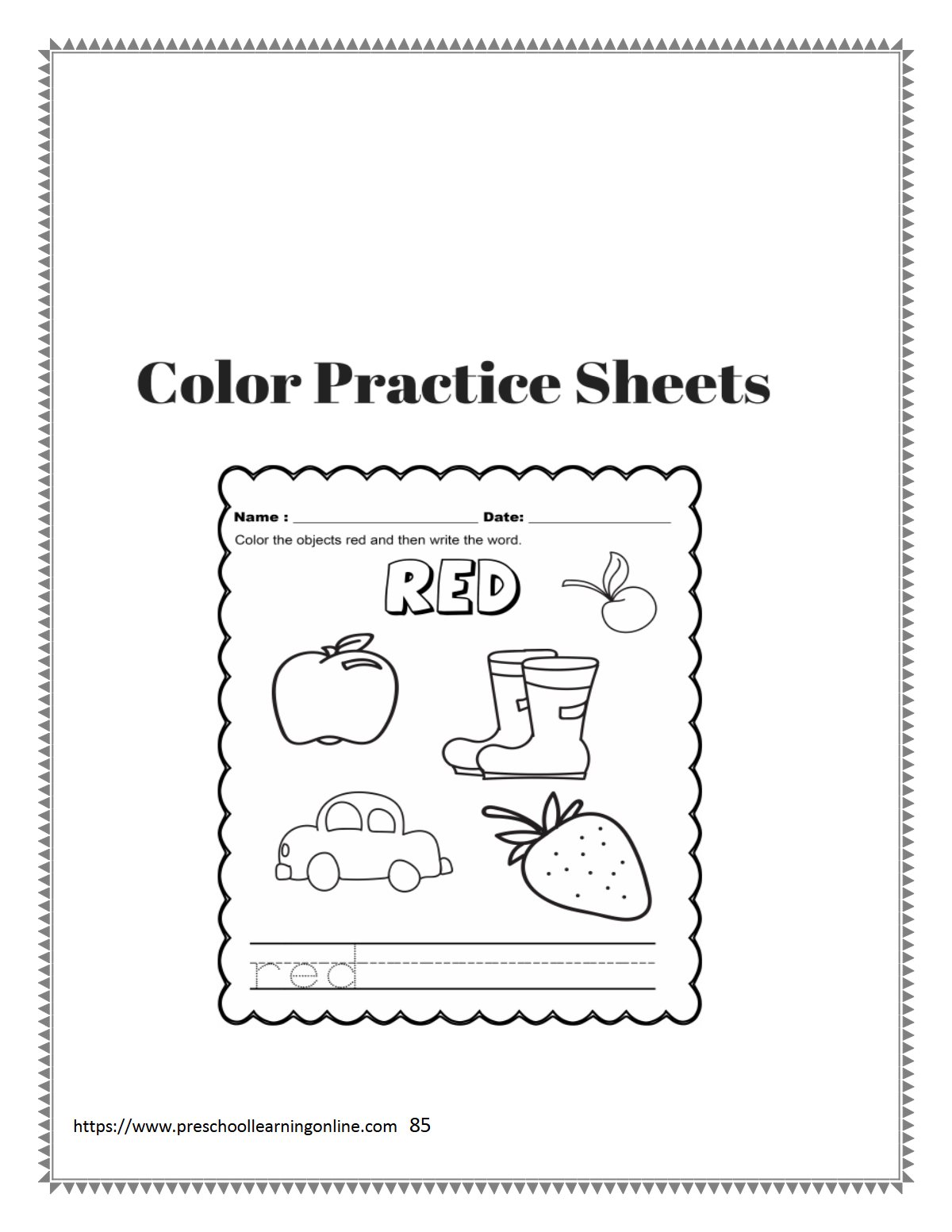Thumbnail preview of Names Of Colors Word Tracing Worksheets Color Pages