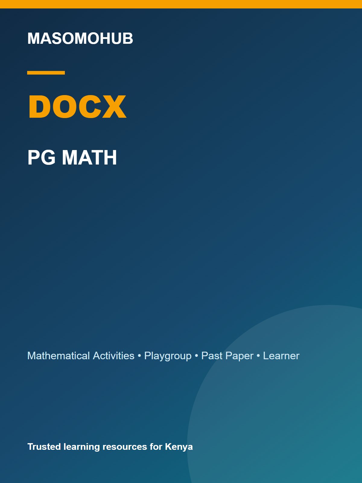 Thumbnail preview of PLAYGROUP PRE-PRIMARY ONE 2025 MATHEMATICS ACTIVITIES