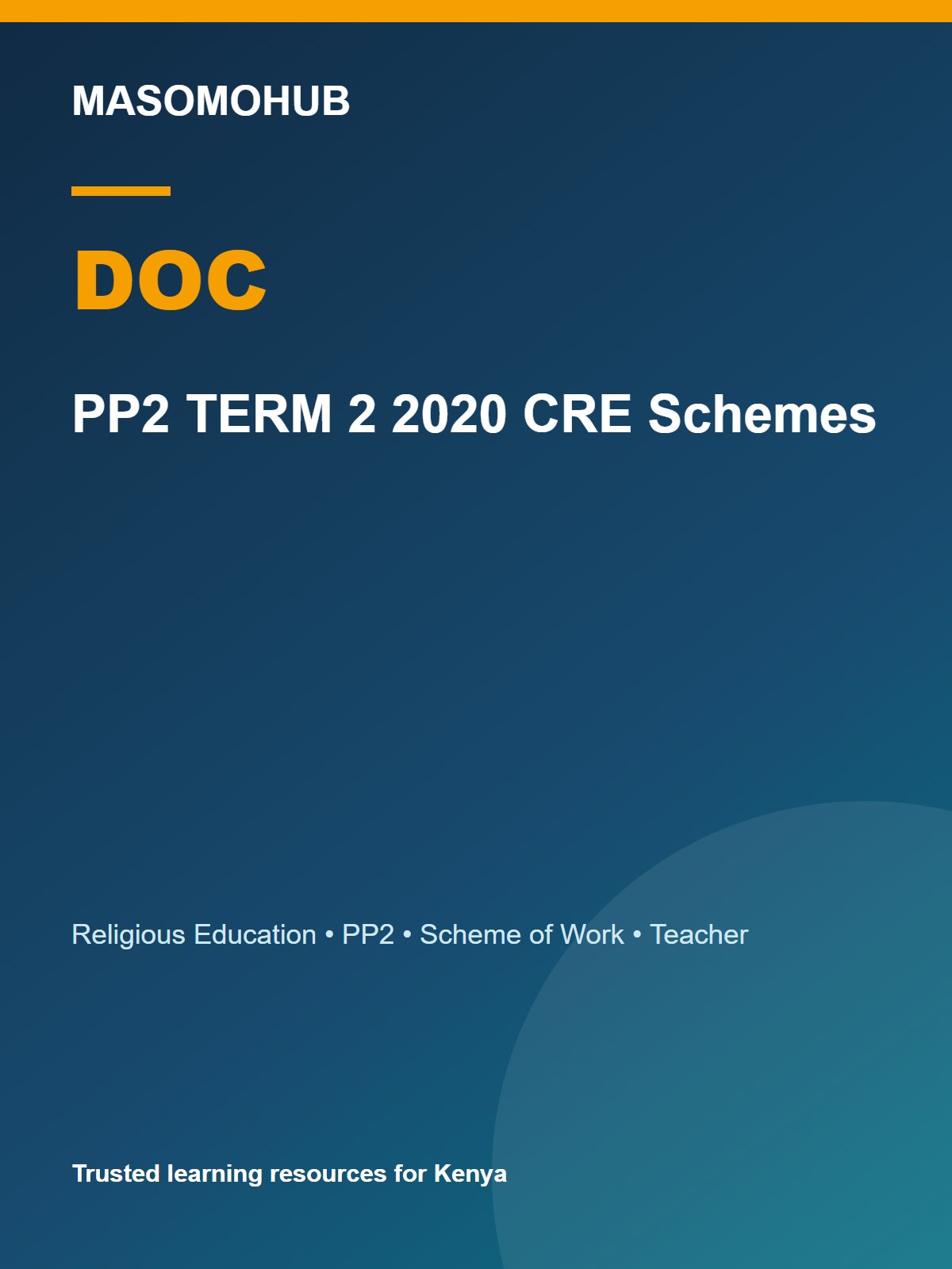 Preview of PP2 Christian Religious Education (CRE) Schemes of Work Term 2 2020